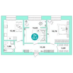 2-к квартира, вторичка, 67м2, 2/4 этаж