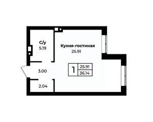 1-к квартира, строящийся дом, 36м2, 8/11 этаж