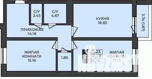 2-к квартира, строящийся дом, 76м2, 4/9 этаж