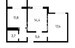 2-к квартира, вторичка, 60м2, 4/17 этаж