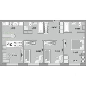 3-к квартира, вторичка, 74м2, 6/10 этаж
