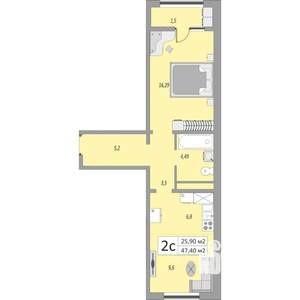 1-к квартира, вторичка, 47м2, 15/24 этаж