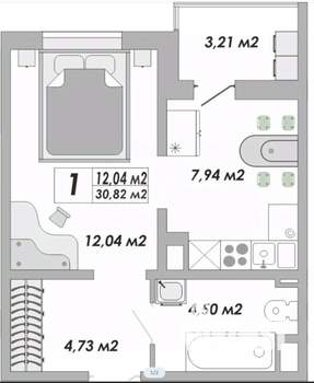 1-к квартира, вторичка, 31м2, 2/16 этаж
