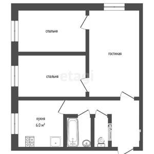 3-к квартира, вторичка, 51м2, 2/5 этаж