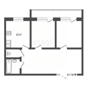 2-к квартира, вторичка, 47м2, 1/5 этаж