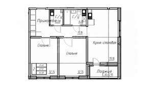 2-к квартира, вторичка, 64м2, 3/12 этаж