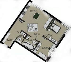 3-к квартира, вторичка, 58м2, 5/13 этаж