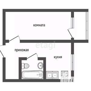 1-к квартира, вторичка, 30м2, 3/5 этаж