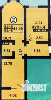 2-к квартира, вторичка, 64м2, 10/17 этаж
