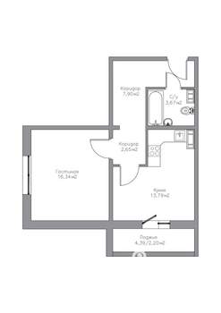 1-к квартира, вторичка, 47м2, 11/17 этаж