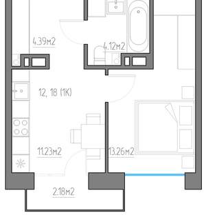 1-к квартира, вторичка, 35м2, 3/11 этаж